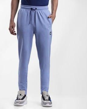 straight track pants with drawstring waist