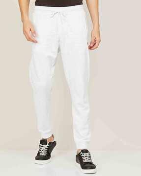 straight track pants with drawstring waist