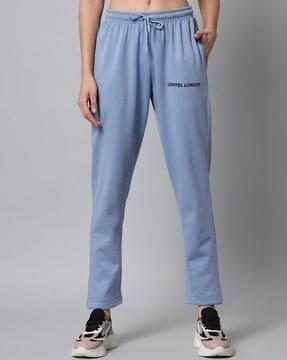 straight track pants with drawstring waist