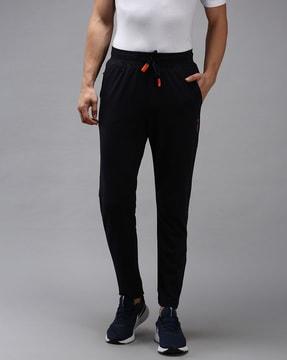 straight track pants with drawstring waist