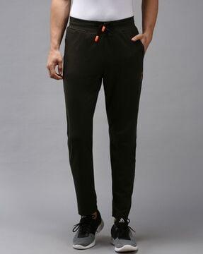 straight track pants with drawstring waist