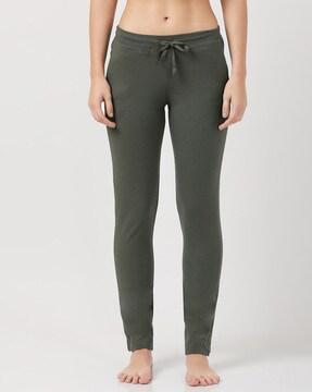 straight track pants with drawstring waist