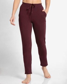 straight track pants with drawstring waist