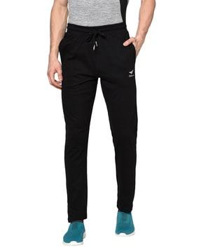 straight track pants with drawstring waist