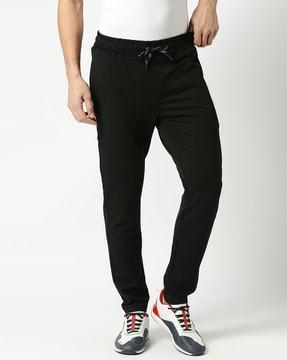 straight track pants with drawstring waist