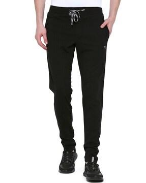 straight track pants with drawstring waist