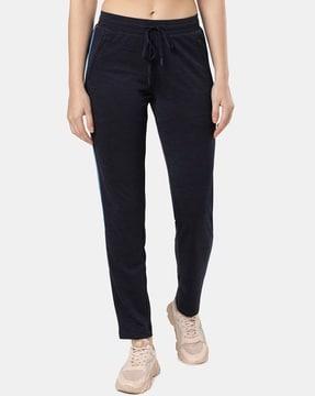 straight track pants with drawstring waist