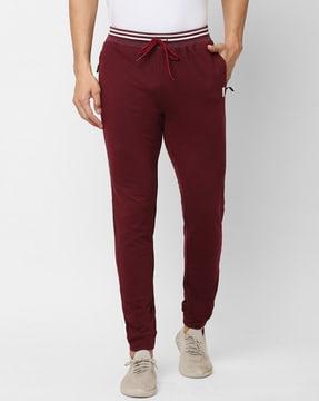 straight track pants with drawstring waist