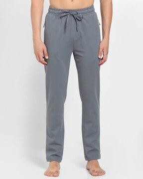 straight track pants with drawstring waist