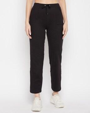 straight track pants with drawstring waist