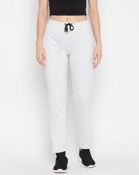 straight track pants with drawstring waist