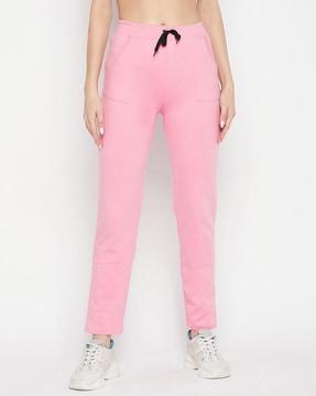 straight track pants with drawstring waist