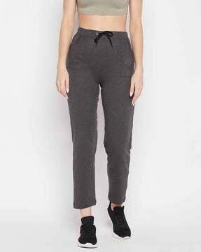 straight track pants with drawstring waist