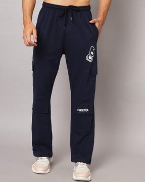 straight track pants with drawstring waist