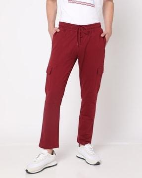 straight track pants with drawstring waist