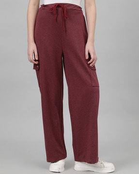 straight track pants with drawstring waist