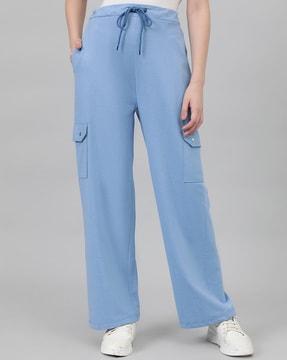 straight track pants with drawstring waist