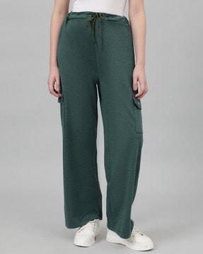 straight track pants with drawstring waist