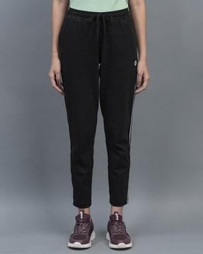 straight track pants with drawstring waist