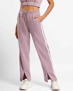 straight track pants with drawstring waist