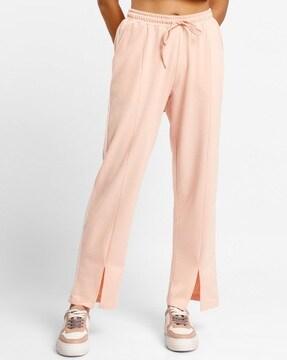 straight track pants with drawstring waist