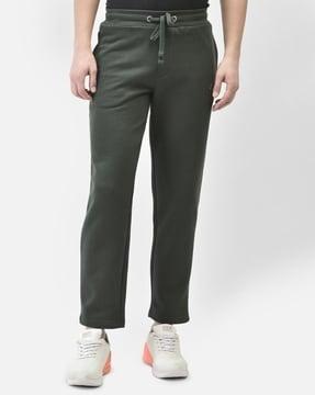 straight track pants with drawstring waist