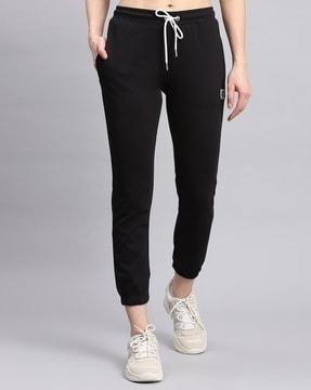 straight track pants with drawstring waist