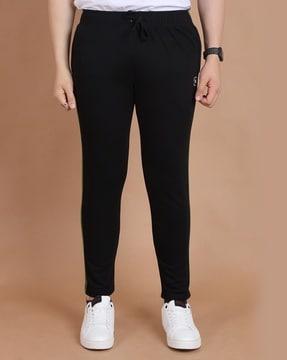 straight track pants with drawstring waist