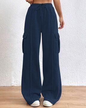 straight track pants with drawstring waist