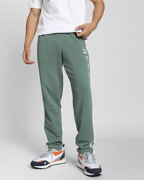 straight track pants with drawstring waist