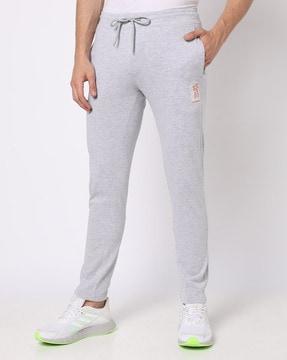 straight track pants with elasticated drawstring waist