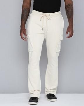 straight track pants with elasticated drawstring waist