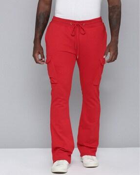 straight track pants with elasticated drawstring waist