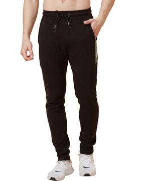 straight track pants with elasticated drawstring waist
