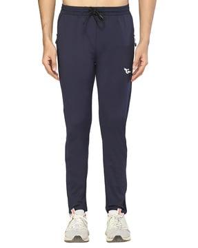 straight track pants with elasticated drawstring