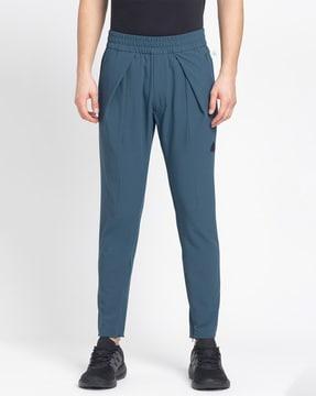 straight track pants with elasticated waist