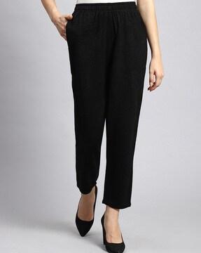 straight track pants with elasticated waistband