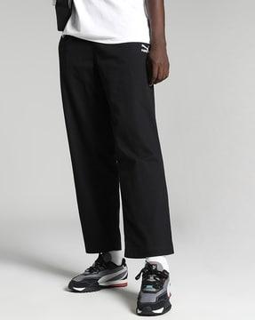 straight track pants with logo embroidery