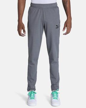 straight track pants with printed panel