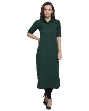 straight tunic with upturn hems