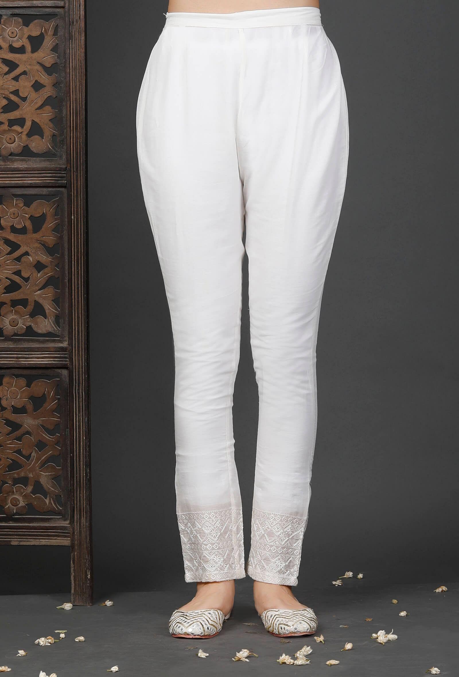 straight white cotton pants