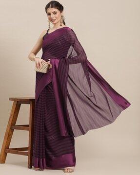 straiped saree with zari accent