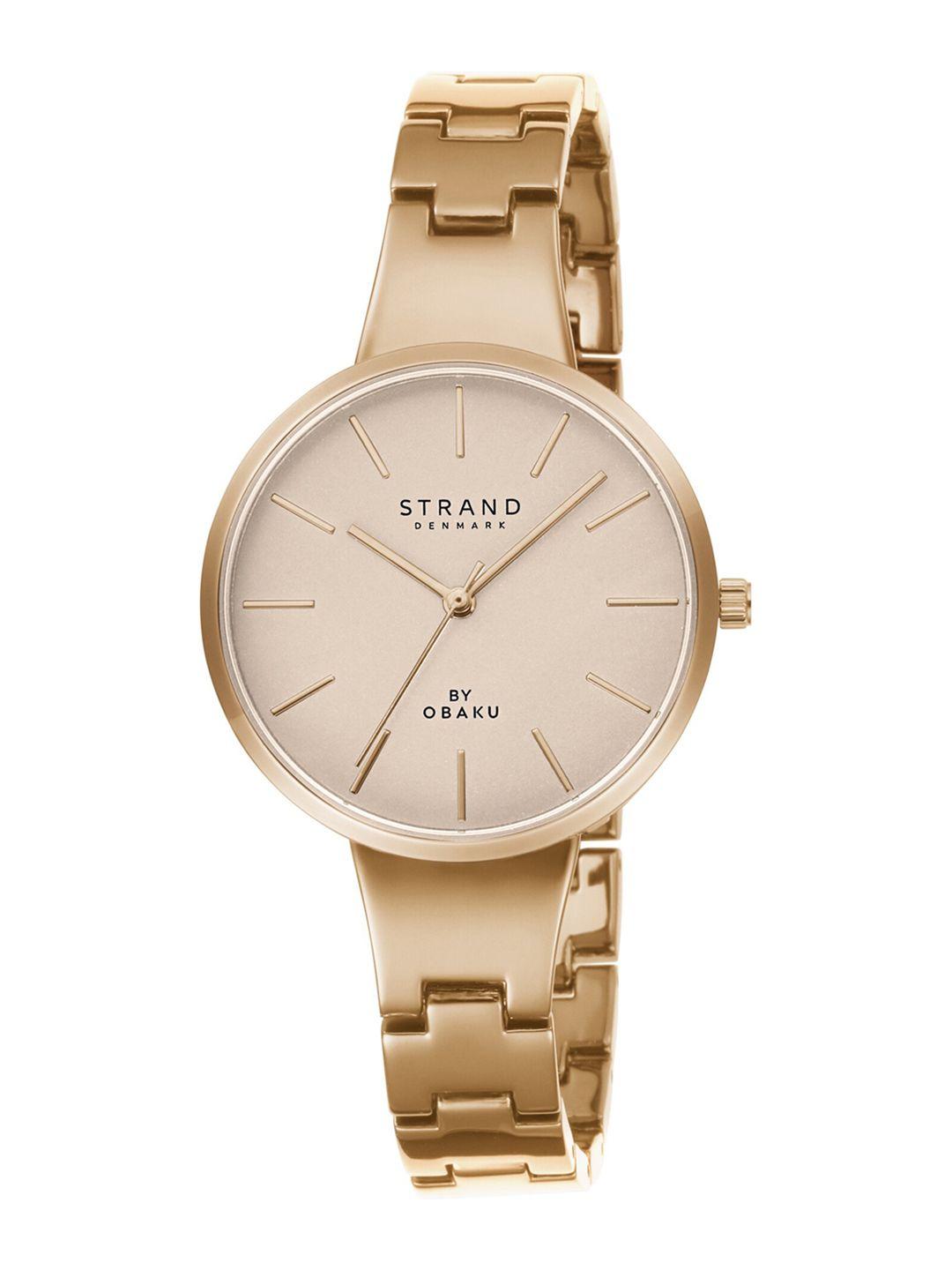 strand by obaku women rose gold-toned & rose gold toned straps analogue watch s700lxvvsv