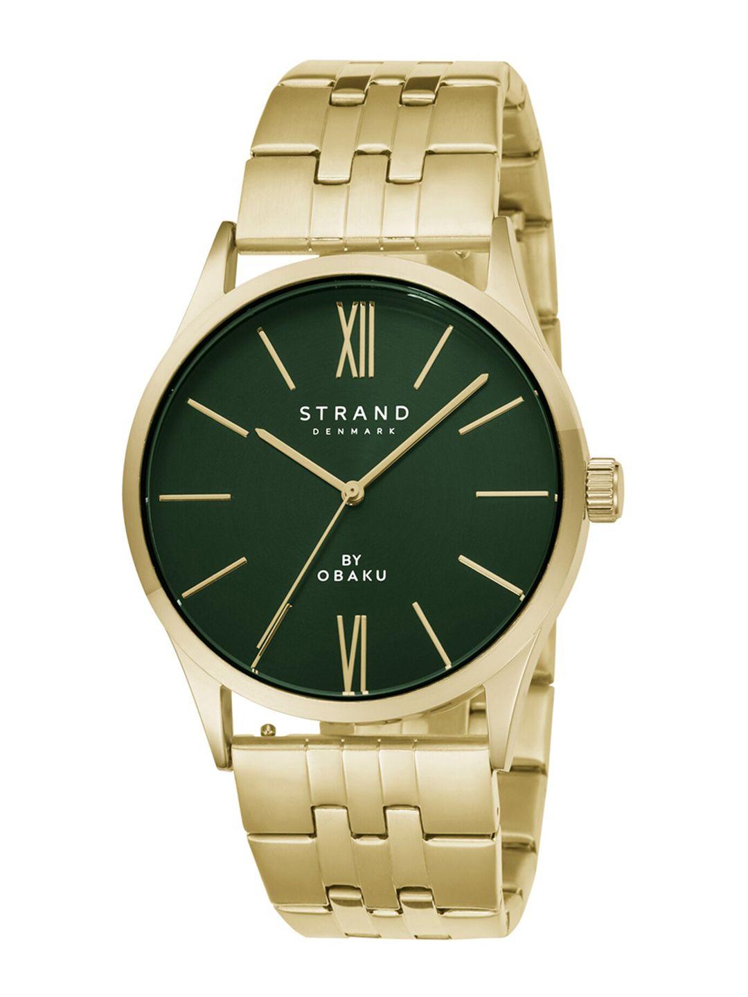 strand by obaku men green brass bracelet style straps analogue watch s720gxgesg