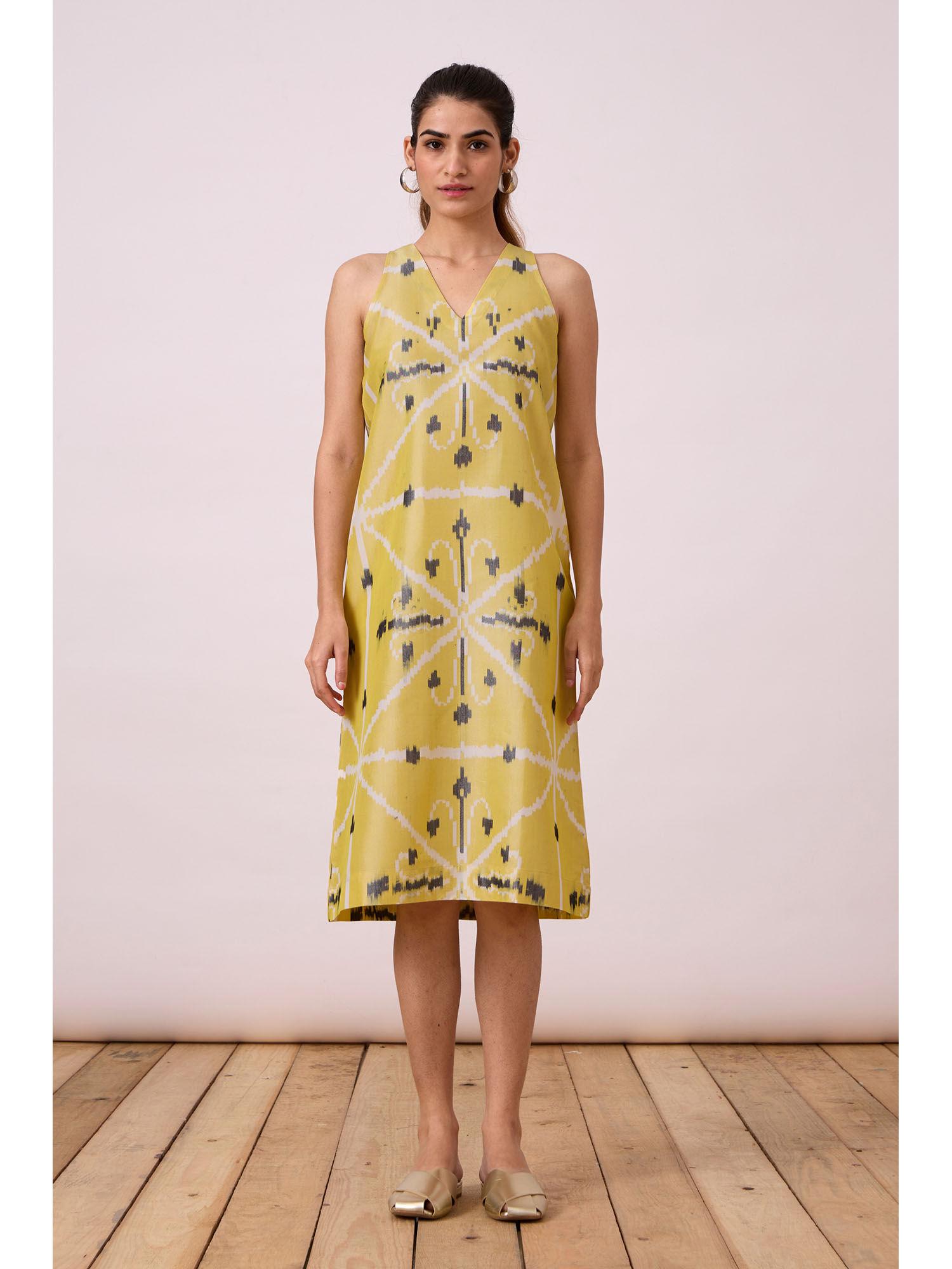 strand yellow ikat regular fit dress