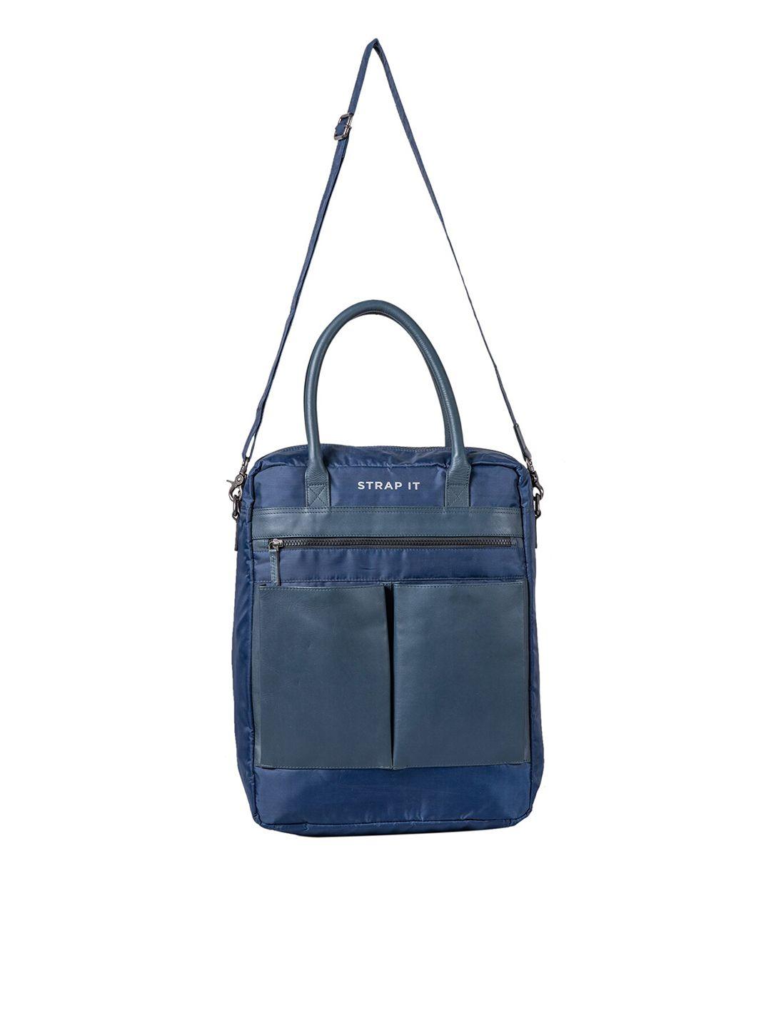 strap it unisex blue messenger bag
