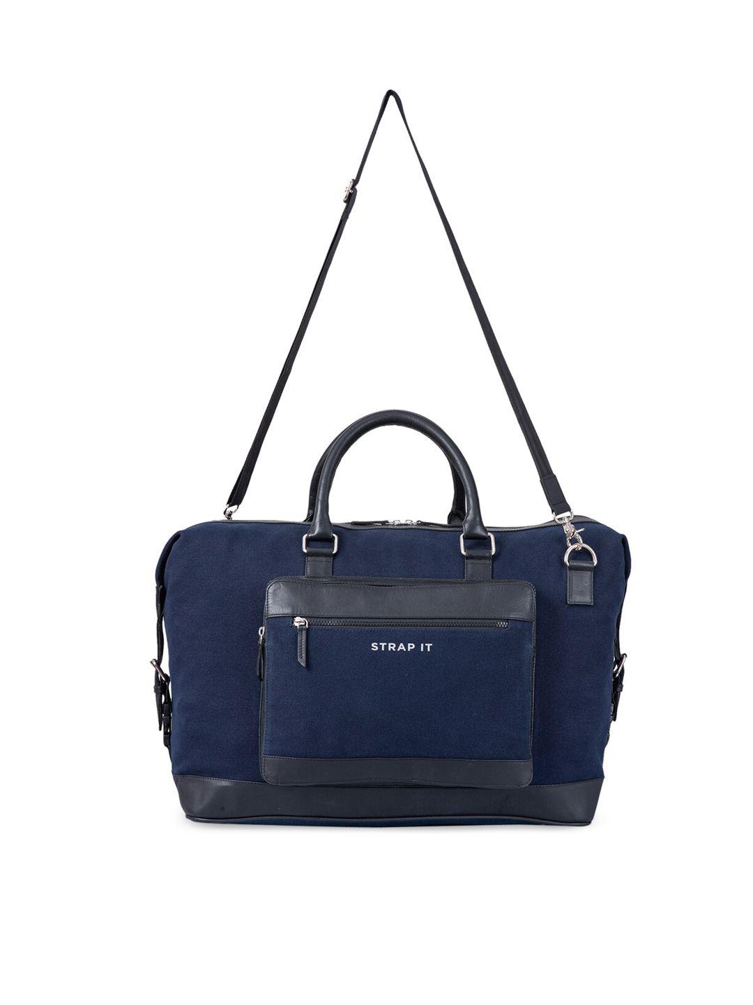 strap it navy blue solid duffel bag