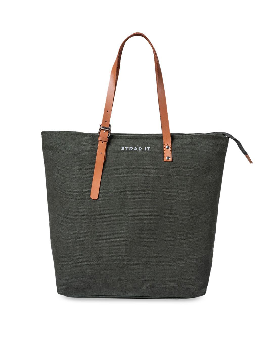 strap it olive green shopper tote bag