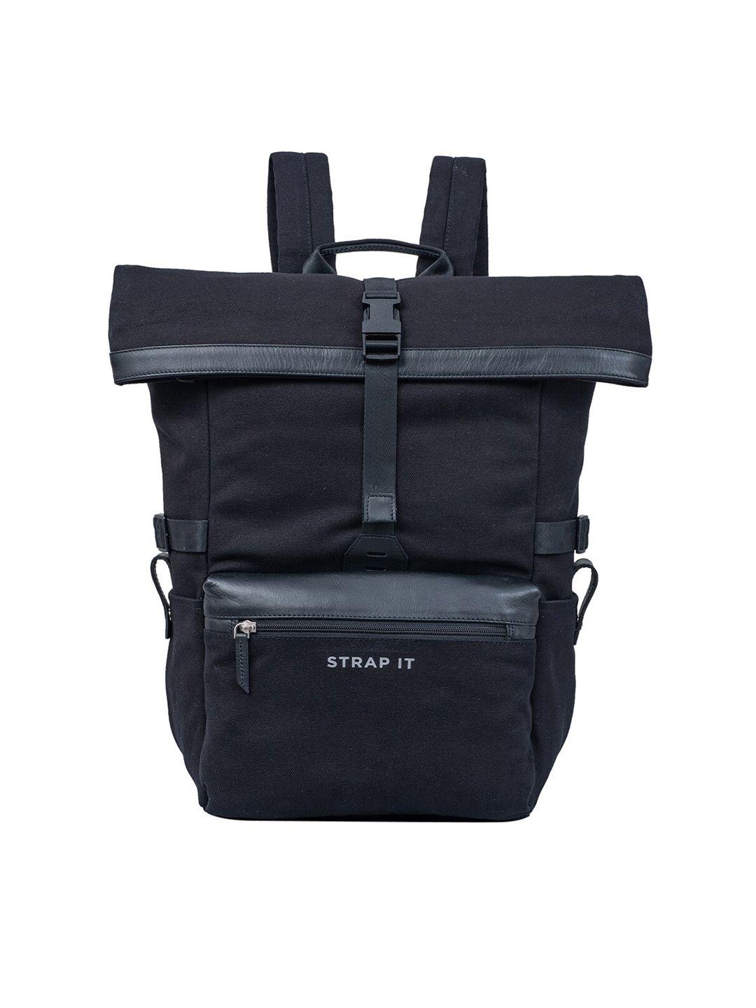 strap it unisex black laptop backpack