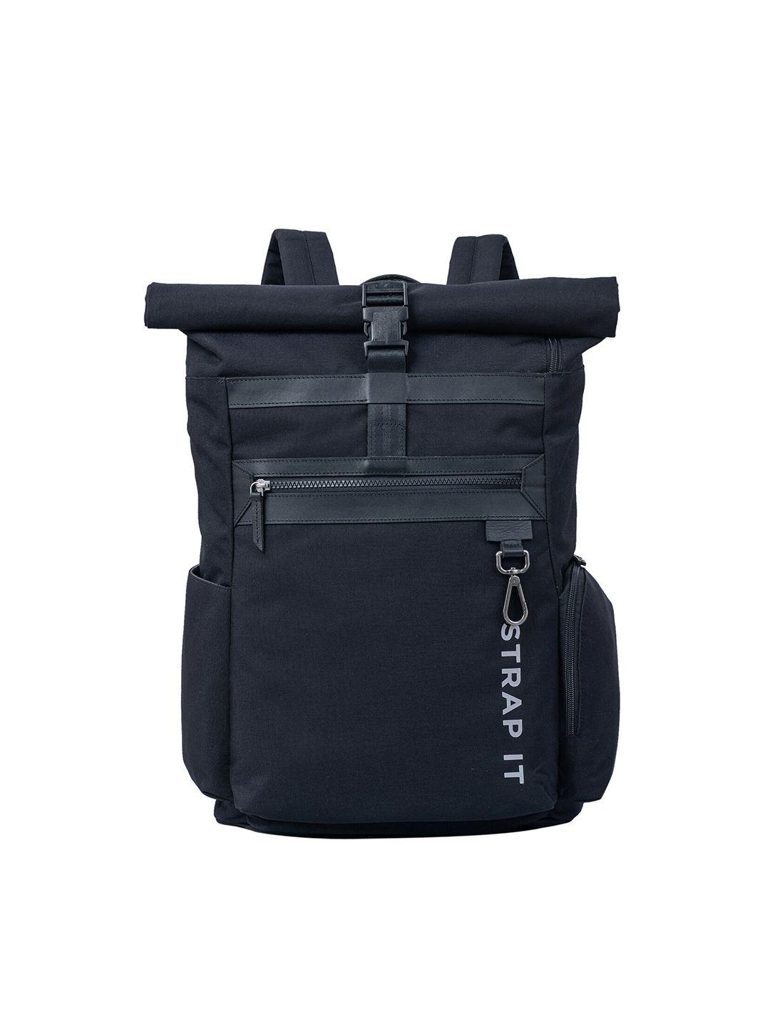strap it unisex black water resitant 15 inch laptop backpack